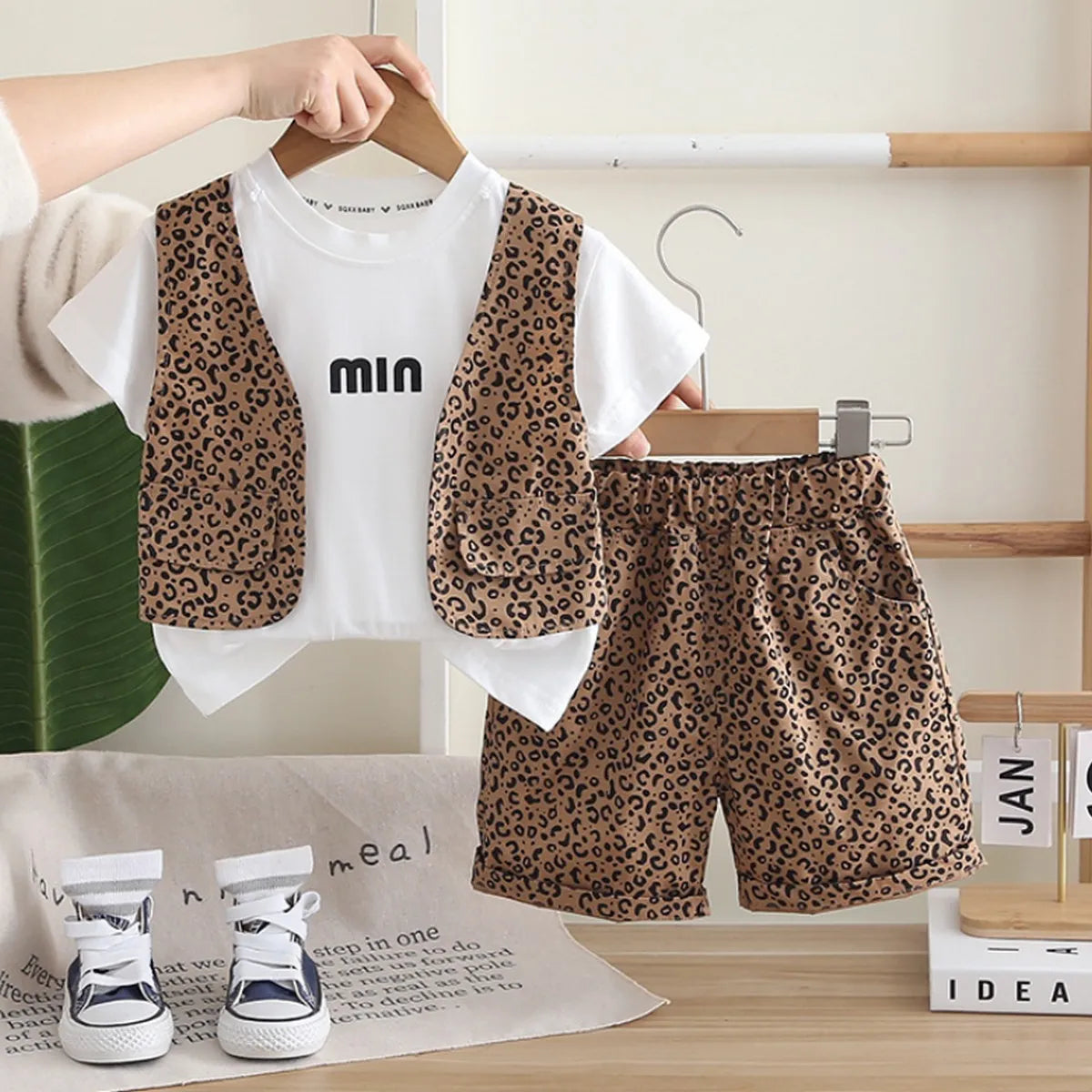 Boys' Leopard Print Vest & Shorts Summer Set (1-5 Years)